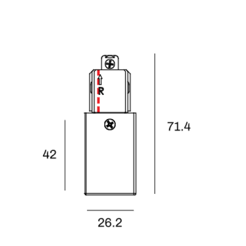 183558 1-FASE MINI AANSLUITSTUK ZWART RECHTS