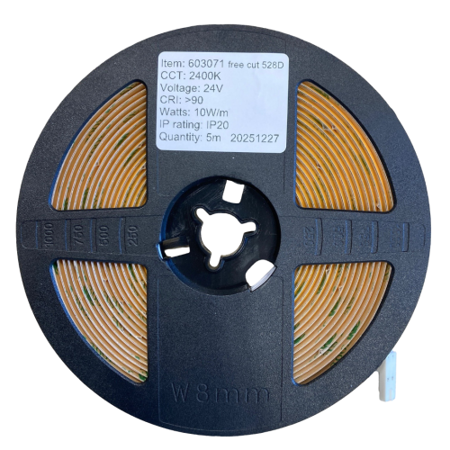 603071 LEDSTRIP YELLOW COB IP20 10W/M 2400K 5M/ROL FC