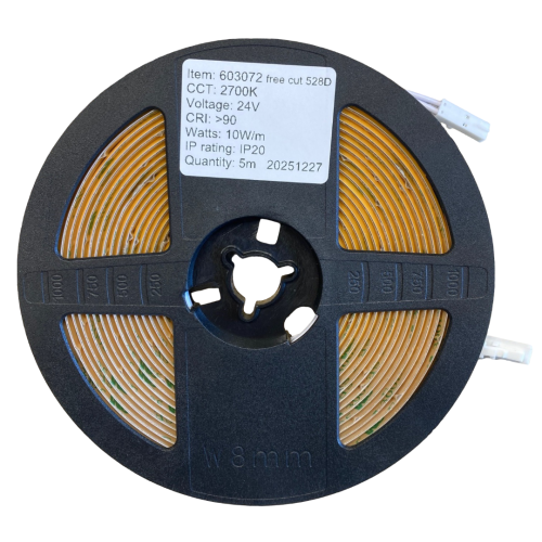 603072 LEDSTRIP YELLOW COB IP20 10W/M 2700K 5M/ROL FC