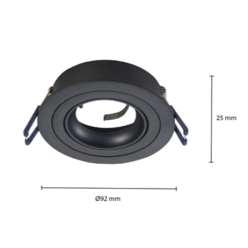 100101 INBOUWSPOT METIS ROND KANT.50MM  ZWART