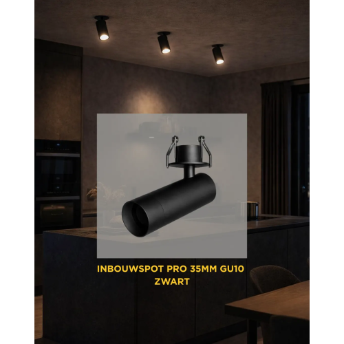 142401 INBOUWSPOT PRO 35MM GU10 ZWART
