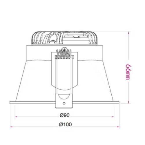 300264 INBOUWSPOT LOUVRE ROND 7W ZWART DTW