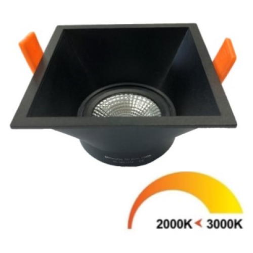 300295 INBOUW SPOT LOUVRE VIERKANT 7W  TRIAC DIMBAAR ZWART DTW