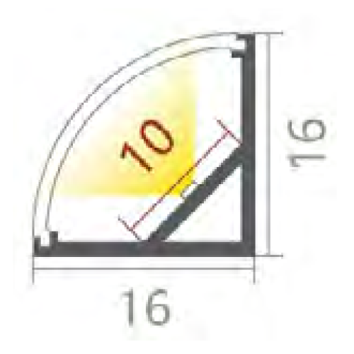 604126 HOEKPROFIEL MODEL2-45gr ALU 2,5MTR COV.OPAAL