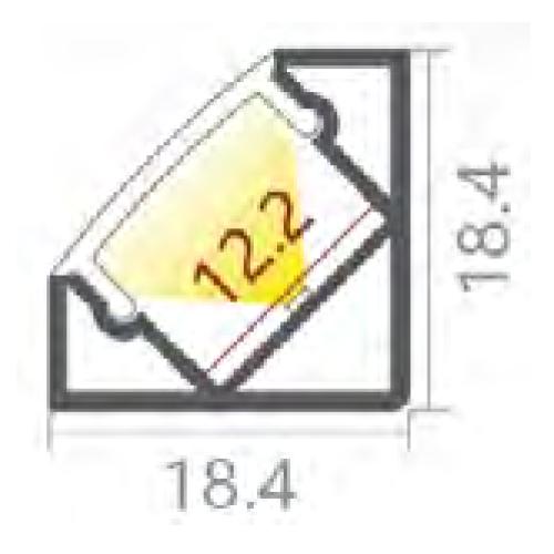 604116 HOEK PROFIEL MODEL 3 2,5MTR 18x18MM INCL HELDER
