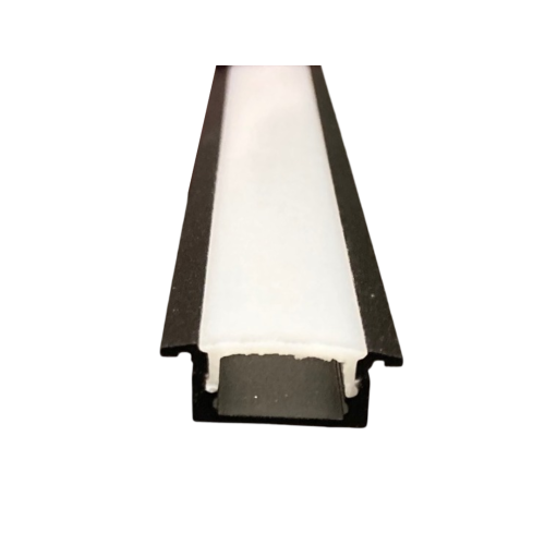 590153 PROFIEL ZWART MODEL 7 INBOUW 8MM 2,5MTR COVER OPAAL