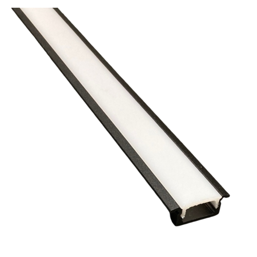 590153 PROFIEL ZWART MODEL 7 INBOUW 8MM 2,5MTR COVER OPAAL