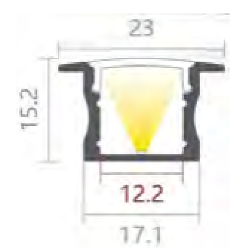 604139 PROFIEL ALU MODEL 9 INBOUW 8MM 2,5MTR COVER OPAAL