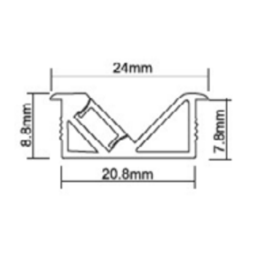 LED PROFIEL INBOUW ASY MODEL 21  2.5MTR ZWART OPAAL 