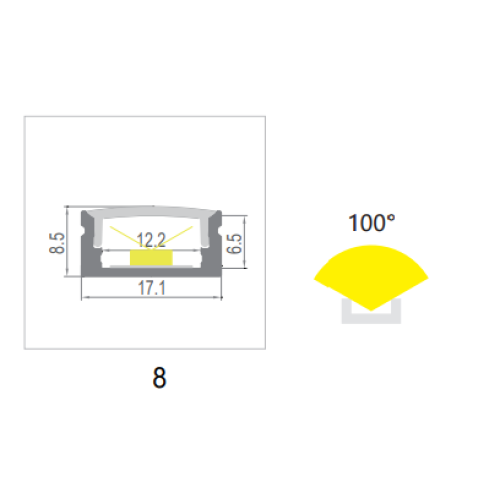 590149 PROFIEL MODEL 8 ZWART 8MM 2,5MTR COVER ZWART
